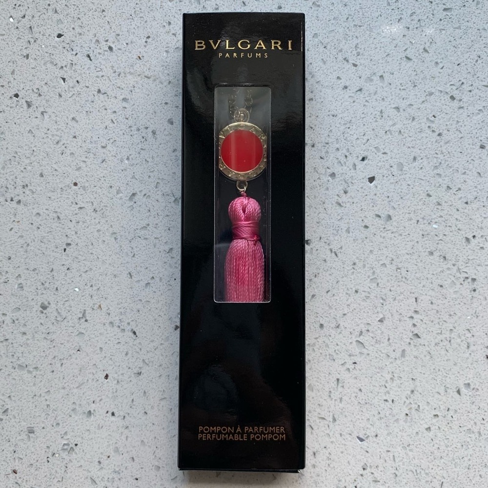 NWT BVLGARI Tassel Bag Charm Keychain Pink/Gold